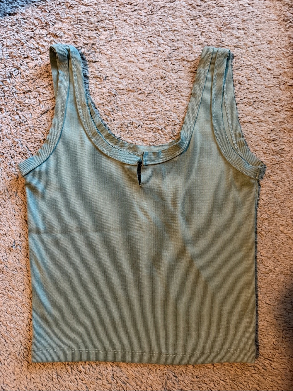Light Sage Scoop Neck, Ribbed Tank Top